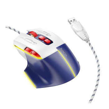 USB Ігрова Миша Hoco GM31 Overlord luminous, White-blue