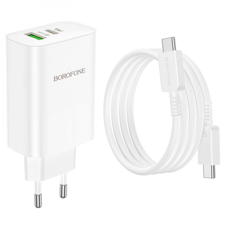 Сетевое Зарядное Устройство Borofone BN10 Sunlight PD65W / QC3.0 Type-C to Type-C, White
