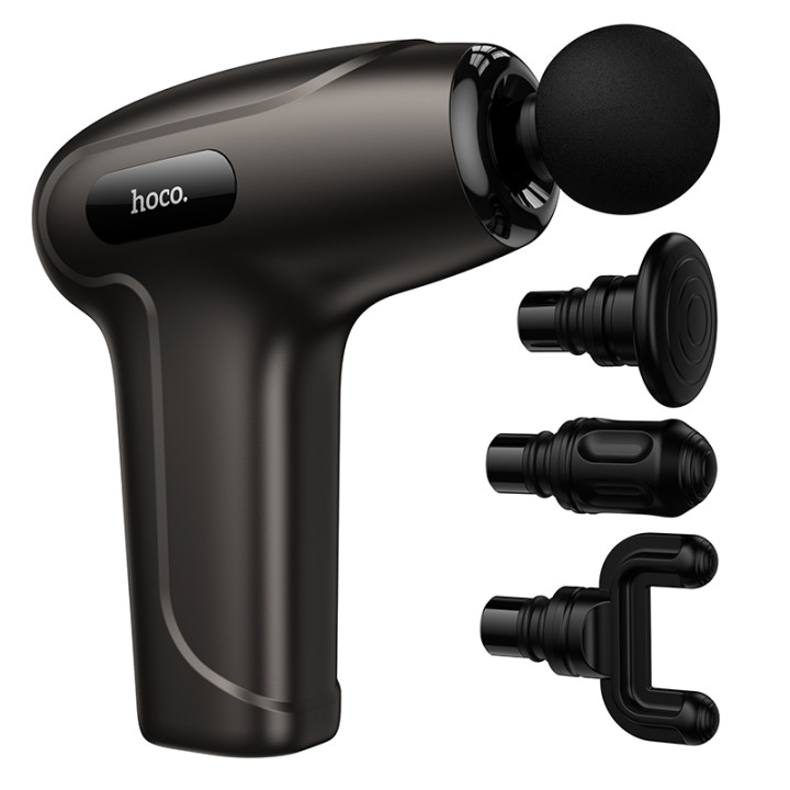 Перкусійний масажер для тіла з LED-дисплеєм Hoco HP51 3600mAh, Grey