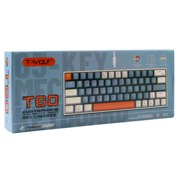 Проводная игровая клавиатура TWolf T60 Blue Switch, Grey-White