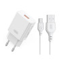 Сетевое Зарядное Устройство XO L127 QC3.0 18W 3A cable USB to Type-C, White