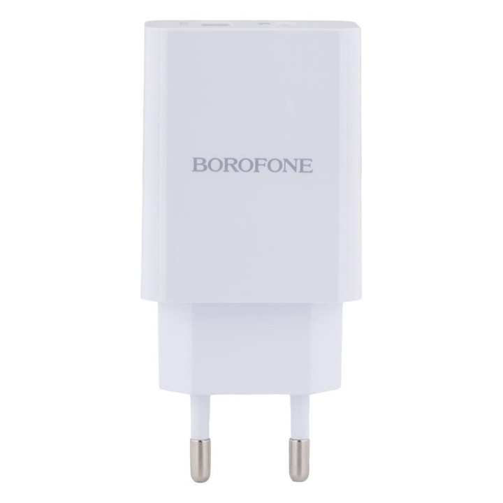 Мережевий зарядний пристрій Borofone BA56A Type-C PD 20W + USB QC3.0 3A без кабелю, White