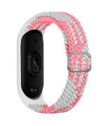 Ремешок Nylon для Xiaomi Mi Band 3 / 4 / 5 / 6 / 7 Elastic adjustment, White-Pink