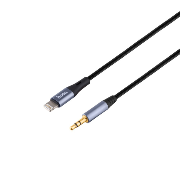 Aux кабель Hoco DUP03 Lightning 1m, Black-Gray