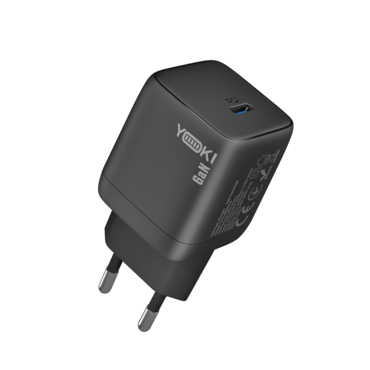 Сетевое зарядное устройство Yoki YK-GaN25NCB NanoGaN Type-C QC3.0 PD25W, Black