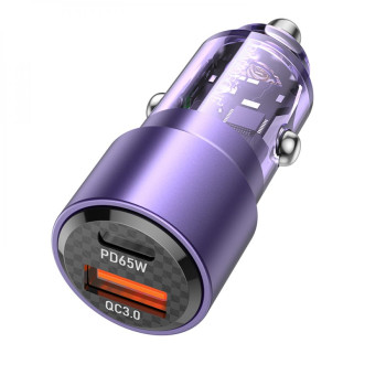 Автомобільний зарядний пристрій Borofone BZ20A Smart 83W dual port PD65W QC3.0, Violet