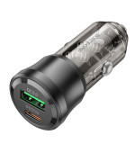 Автомобільний зарядний пристрій Borofone BZ25 USB QC 3.0 / PD 38W, Transparent black