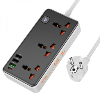 Мережевий Подовжувач Hoco AC8A PD30W / QC18W / 1C3A, Black