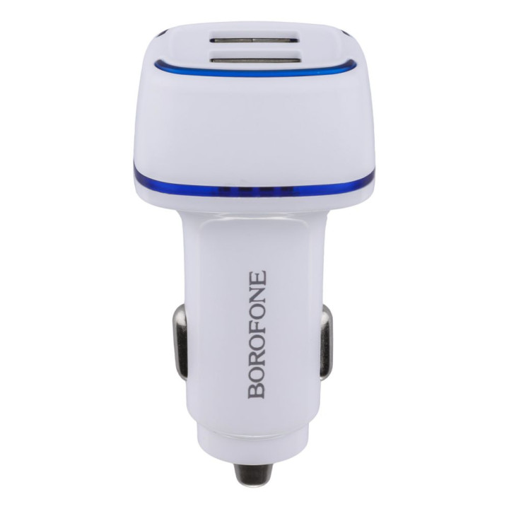 Автомобільний Зарядний Пристрій Borofone BZ14 2USB 2.4A 12W без кабелю, White