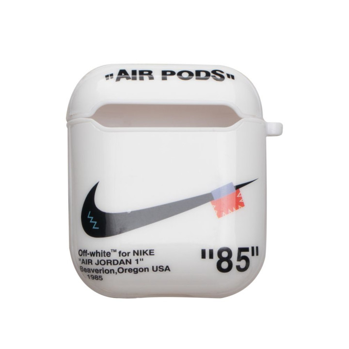 Чехол-футляр для наушников Apple Airpods Glossy Brand, Nike White
