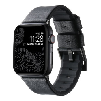 Ремешок Leather - Silicone для Watch 42 / 44 / 45 / 49 mm, Black