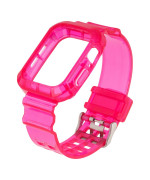 Ремешок Color Transparent для Apple Watch 44mm + Protect Case, Hot pink