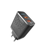 Сетевое зарядное устройство YOKI Led Series YK-33 USB QC3.0 / Type-C PD33W, Black