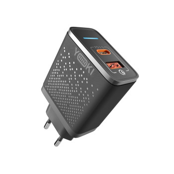 Сетевое зарядное устройство YOKI Led Series YK-33 USB QC3.0 / Type-C PD33W, Black