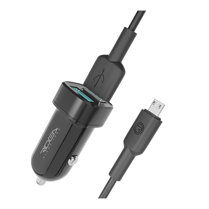 Автомобільний зарядний пристрій Ridea RCC-21112 Grand USB 12W with cable, Black