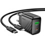 Мережевий зарядний пристрій Hoco CS25A 1USB-C / 1USB PD / QC 20W Type-C to Lightning, Black