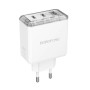 Мережевий Зарядний Пристрій Borofone BAS34A Type-C / USB QC3.0 PD65W 3A, White