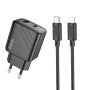 Сетевое Зарядное Устройство Hoco CS23A USB / USB PD / QC 30W + Type-C to Lightning, Black