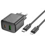 Сетевое Зарядное Устройство Hoco CS23A USB / USB PD / QC 30W + Type-C to Lightning, Black