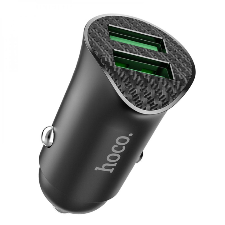 Aвтомобильное зарядное устройство Hoco Z39 QC3.0 2USB, Black