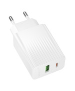 Мережевий зарядний пристрій Borofone BAS74A USB QC3.0 / Type-C PD20W, White