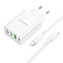 Мережевий Зарядний Пристрій Borofone BA79A Clever PD20W / QC3.0 cable Type C to Type C, White