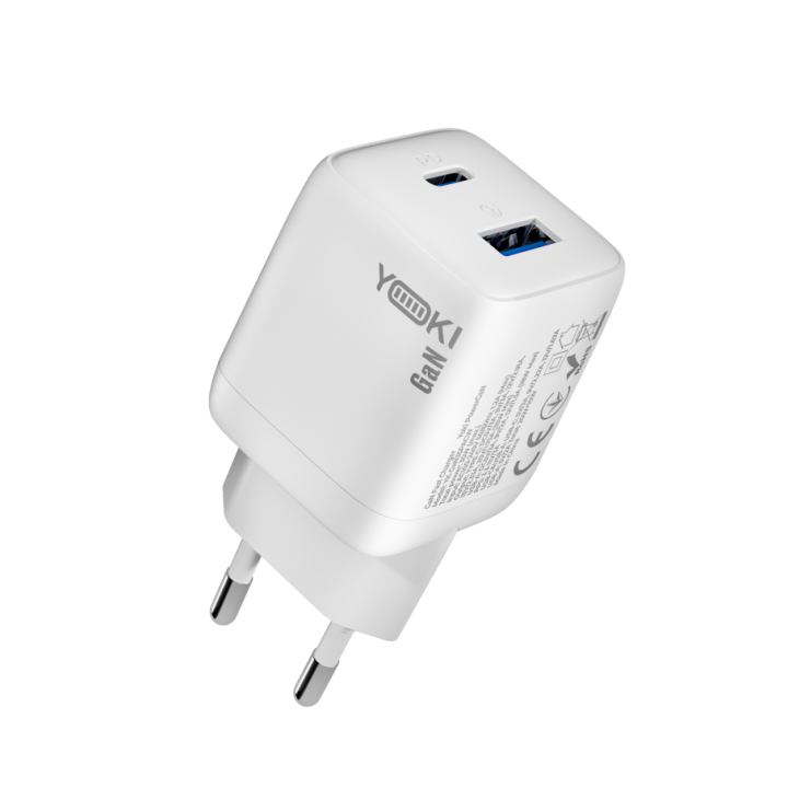 Сетевое зарядное устройство Yoki YK-GaN35PACB PowerGaN Type-C PD35W / USB QC3.0, White