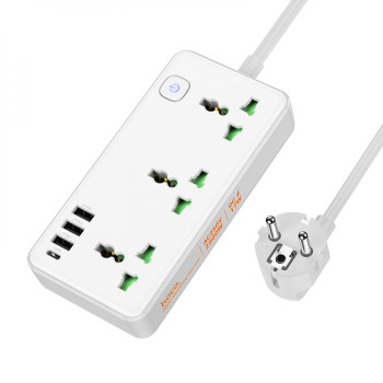Мережевий Подовжувач Hoco AC7A 1C3A QC3.0 / PD 1.5m, White
