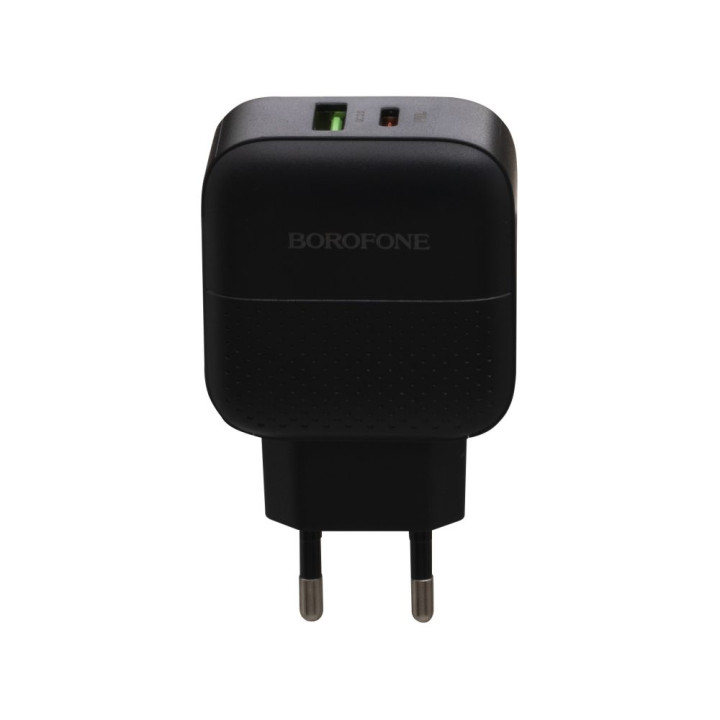 Мережевий зарядний пристрій Borofone BA46A Type-C PD 18W USB QC3.0 3A, Black