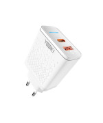 Сетевое зарядное устройство YOKI Led Series YK-33 USB QC3.0 / Type-C PD33W, White