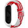 Ремешок Nylon для Xiaomi Mi Band 3 / 4 / 5 / 6 / 7 Elastic adjustment, White-Red