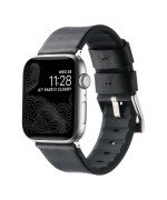 Ремешок Leather - Silicone для Watch 42 / 44 / 45 / 49 mm, Black-Silver