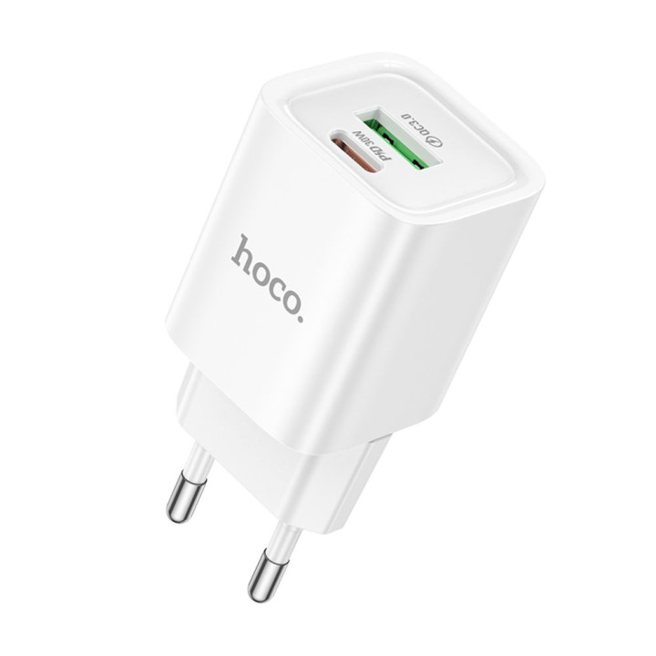 Сетевое зарядное устройство Hoco C149A 1USB / Type-C PD / QC 30W, White