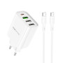 Мережевий Зарядний Пристрій Borofone BA79A Clever PD20W / QC3.0 cable Type C to Type C, White