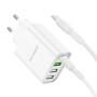 Мережевий Зарядний Пристрій Borofone BA79A Clever PD20W / QC3.0 cable Type C to Type C, White