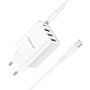 Мережевий Зарядний Пристрій Borofone BA79A Clever PD20W / QC3.0 cable Type C to Type C, White