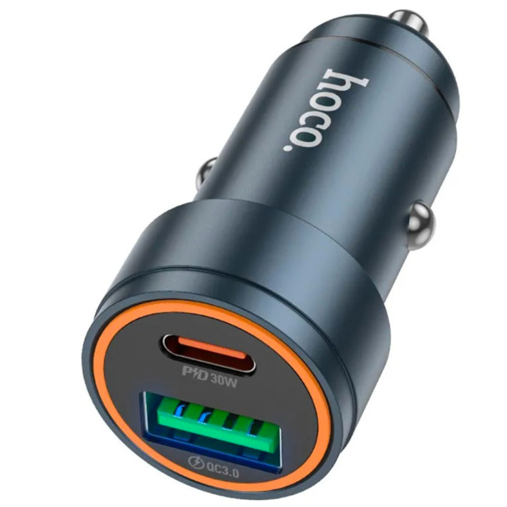 Автомобільний зарядний пристрій Hoco Z57A 1USB / 1USB-C PD30W / QC3.0, Gray