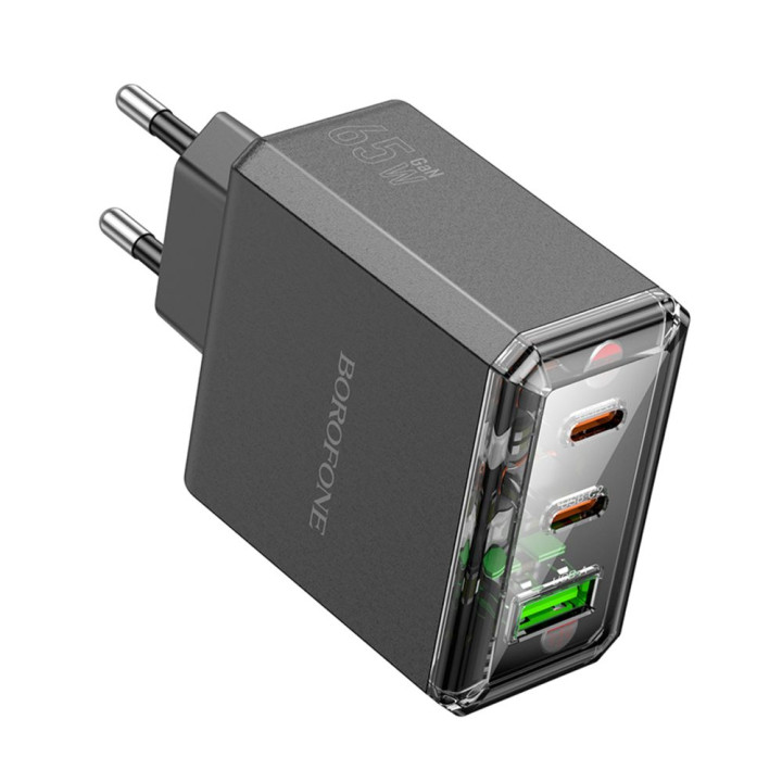 Сетевое Зарядное Устройство Borofone BAS34A Type-C / USB QC3.0 PD65W 3A, Black