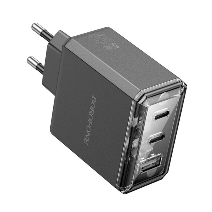 Сетевое Зарядное Устройство Borofone BAS34A Type-C / USB QC3.0 PD65W 3A, Black