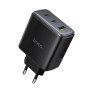 Мережевий зарядний пристрій Hoco C160A USB QC3.0 / 2Type-C PD65W, Black