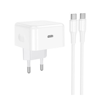 Сетевое зарядное устройство Hoco C161A Type-C PD3.2 60W with cable, White