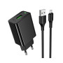 Сетевое зарядное устройство Hoco CS92A USB QC3.0 18W with cable USB to micro-USB, Black