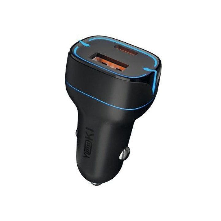 Автомобільний зарядний пристрій YOKI Led Series YK-C20 USB QC3.0 / Type-C PD20W, Black
