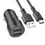 Автомобильное зарядное устройство  Borofone BZ19 Wisdom Type C 2.4A 12W, Sapphire blue