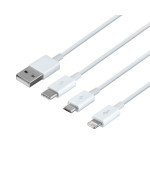 USB кабель Baseus CAMLTYS USB to Micro / Lightning / Type-C 3.5A 1.5m, White