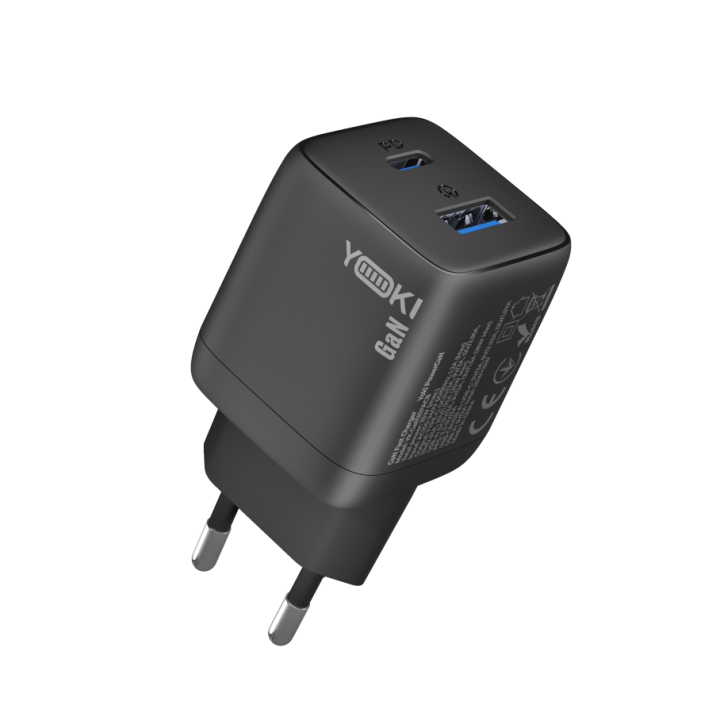 Сетевое зарядное устройство Yoki YK-GaN35PACB PowerGaN Type-C PD35W / USB QC3.0, Black