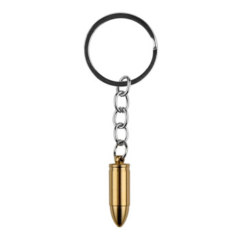 Металевий брелок Куля 9 mm для ключів, Bronze