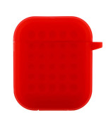 Чехол-футляр для наушников Silicone Fashion Case with Hook для Airpods 1/2, Red
