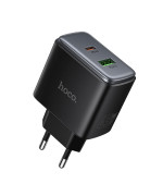 Мережевий зарядний пристрій Hoco C158A USB QC3.0 / Type-C PD45W, Black