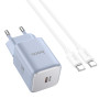 Сетевое Зарядное Устройство Hoco N43 PD30W / QC3.0 3A cable Type-C to Type-C, Blue